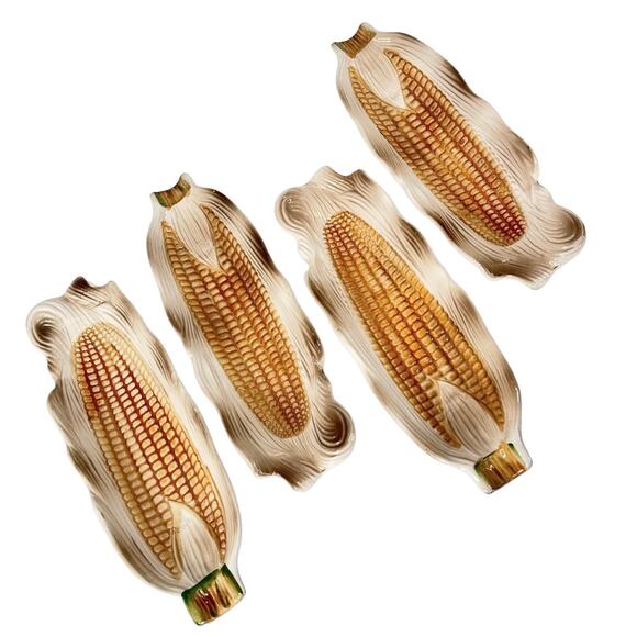 Corn On The Cob Dish Set 4 Ceramic Bowls 50s Vtg Holds Butter by Our Own Imports - Picture 7 of 7